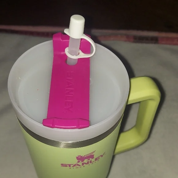 Stanley 40 Oz. Neon Green Travel Mug with Pink Accents - Picture 4 of 8